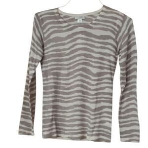 Garnet Hill gray & cream 100% merino wool sweater XS